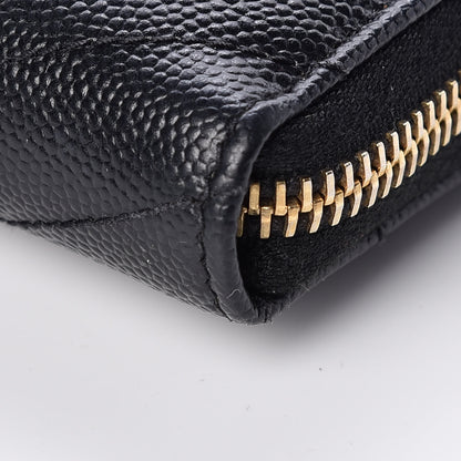 Saint Laurent Grain De Poudre Matelasse Chevron Monogram Zip Around Wallet Black 9 of 9