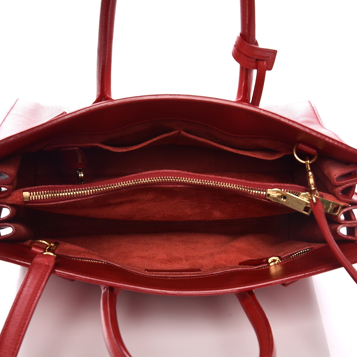 Saint Laurent Grained Calfskin Small Sac De Jour Lipstick Red 6 of 12