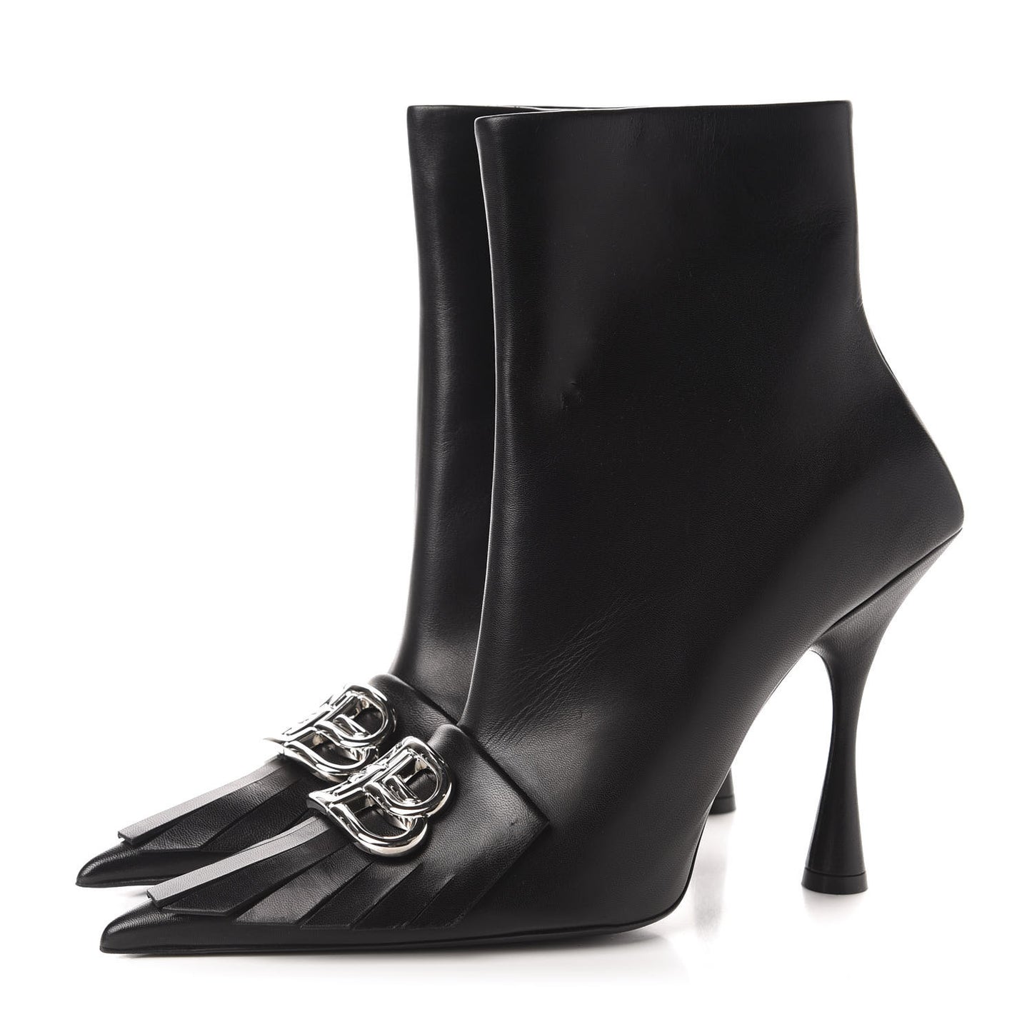 Shiny Kidskin Fringe BB Knife Booties 41 Black