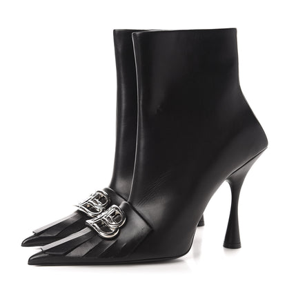 Balenciaga Shiny Kidskin Fringe BB Knife Booties 41 Black 3 of 10