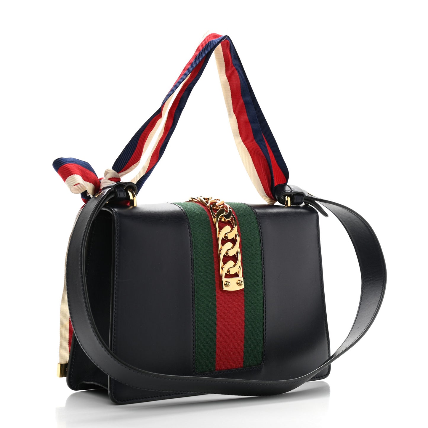 Vitello Fontanella Web Small Sylvie Shoulder Bag Blue Agata