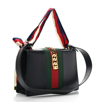 Gucci Vitello Fontanella Web Small Sylvie Shoulder Bag Blue Agata 3 of 12