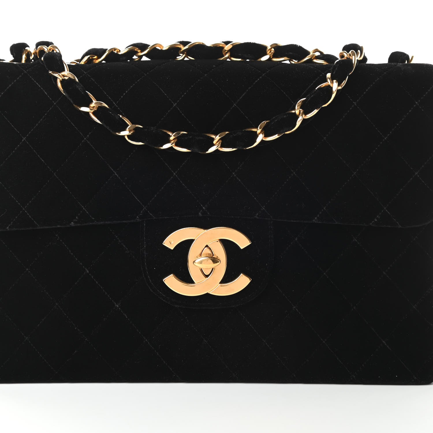 Chanel Velvet Quilted Jumbo Single Flap Black 10 of 20