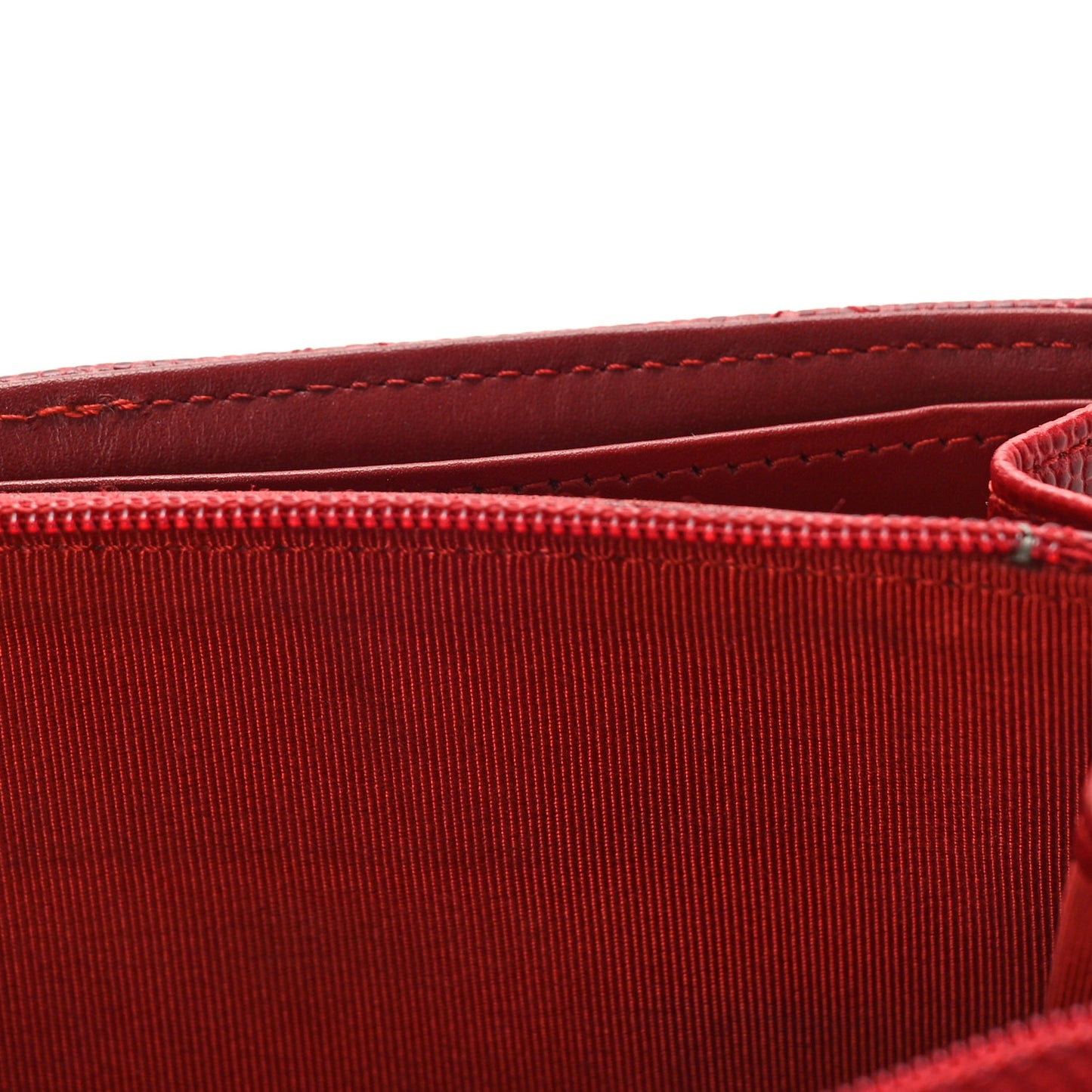 Caviar Quilted Large Gusset Flap Wallet Dark Red