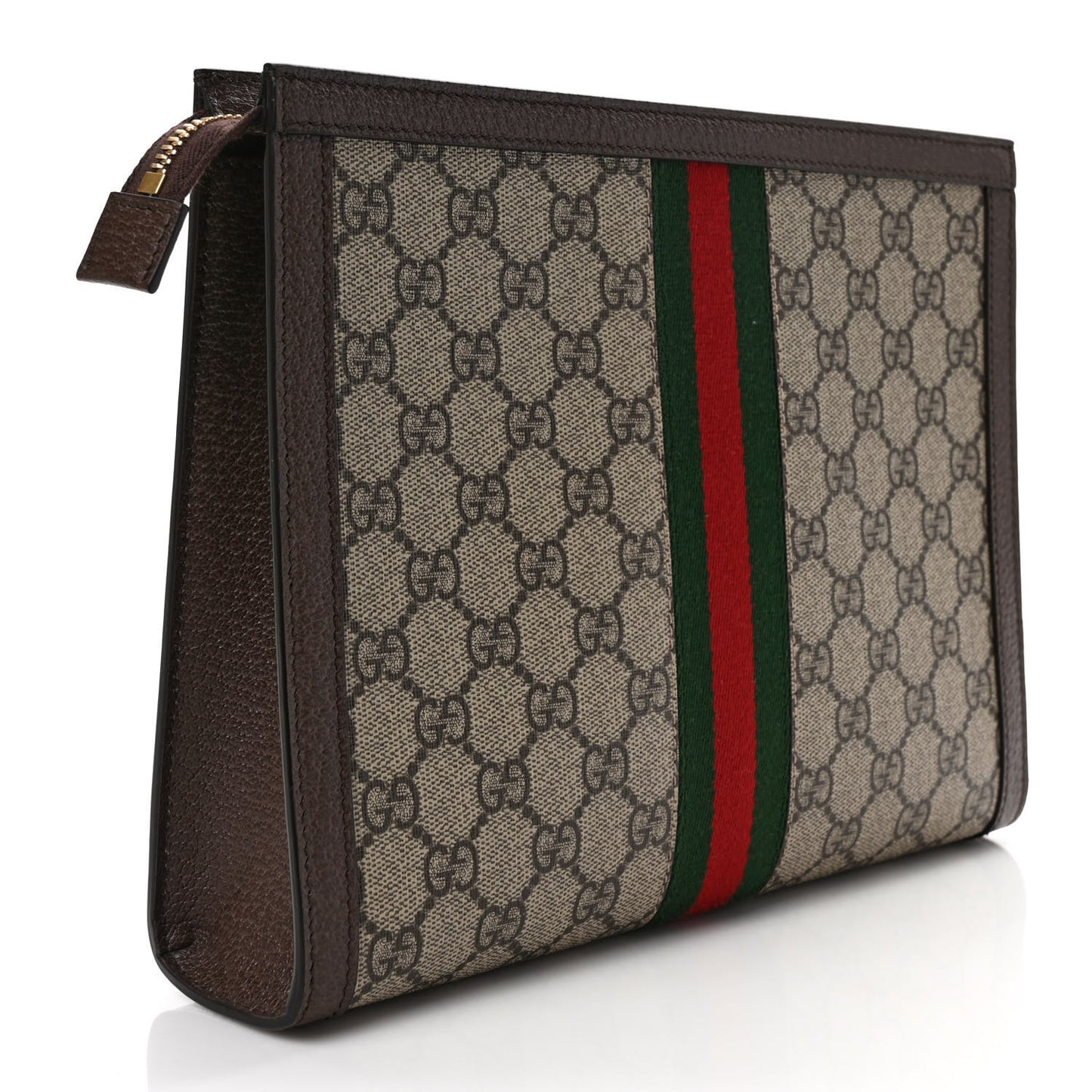 GG Supreme Monogram Web Ophidia Pouch Brown