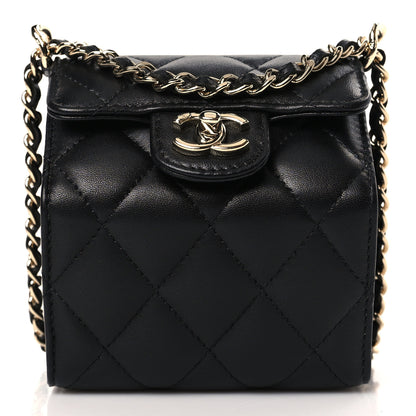 Chanel Lambskin Quilted Foldable Jewelry Box With Chain Black 3 of 11