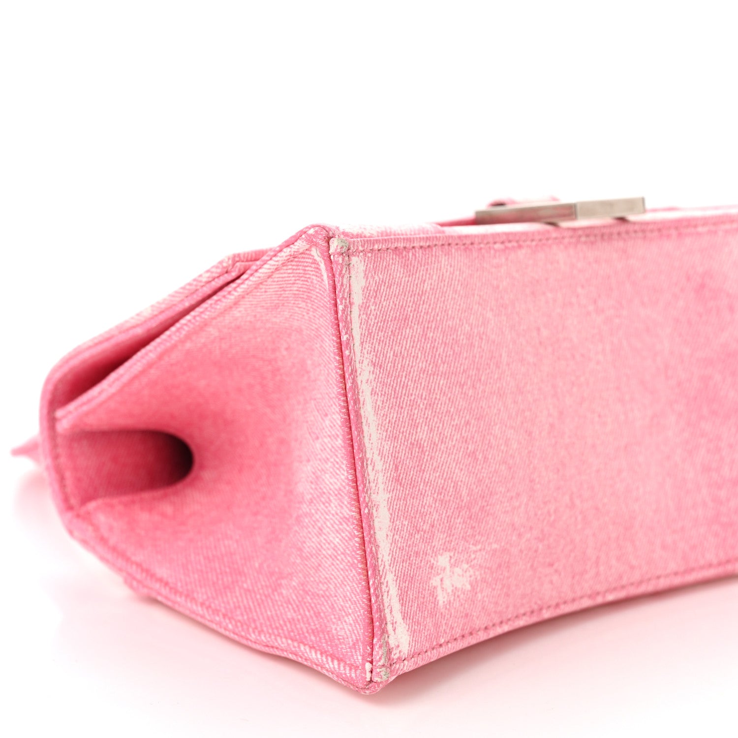 Balenciaga Nappa Denim Printed Small Hourglass Top Handle Bag Denim Pink 10 of 11