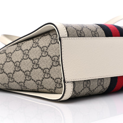 Gucci GG Supreme Monogram Textured Dollar Calfskin Web Small Ophidia Tote Bag Beige Ebony Mystic White 8 of 10