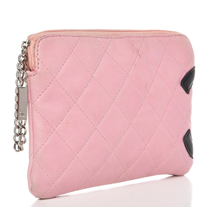Chanel Calfskin Quilted Cambon Cosmetic Pouch Pink Black 3 of 12