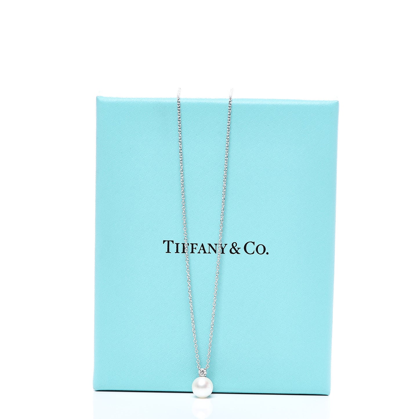 18K White Gold Pearl Diamond Freshwater Pearl 6.5-7mm Pendant Necklace