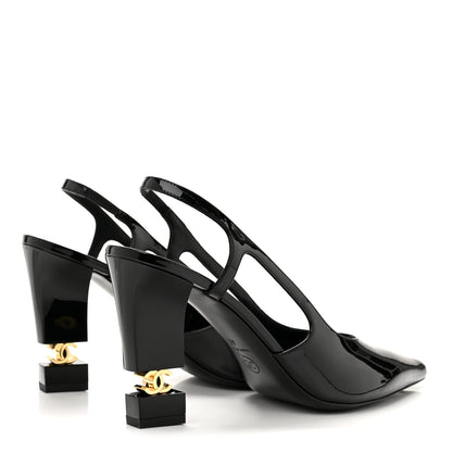 Chanel Patent Calfskin Slingback CC Cutout Pumps 40 Black 5 of 10