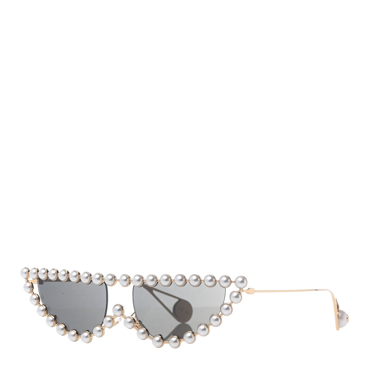 Gucci Metal Pearl Cat Eye Sunglasses GG0364S Gold 1 of 6