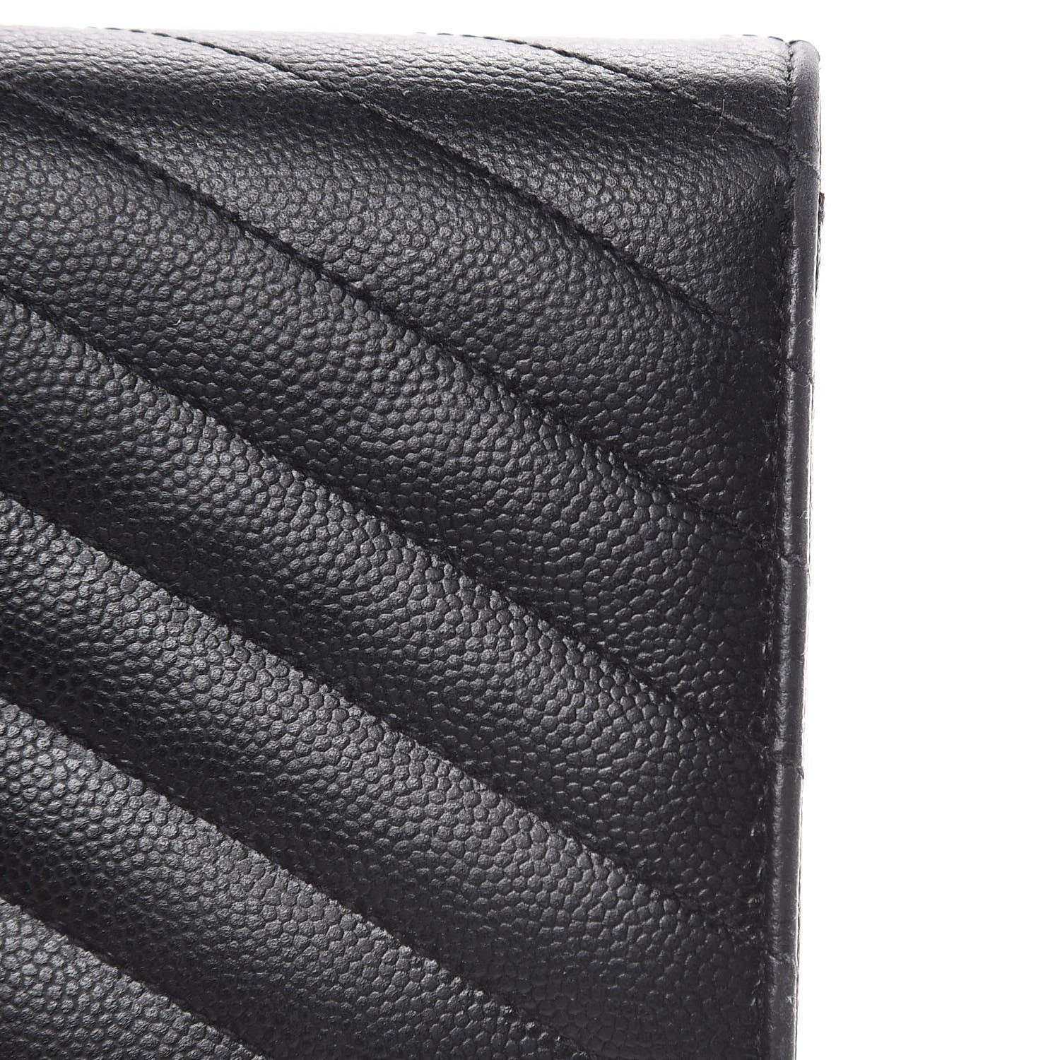 Saint Laurent Grain De Poudre Matelasse Chevron Monogram Flap Wallet Black 10 of 13