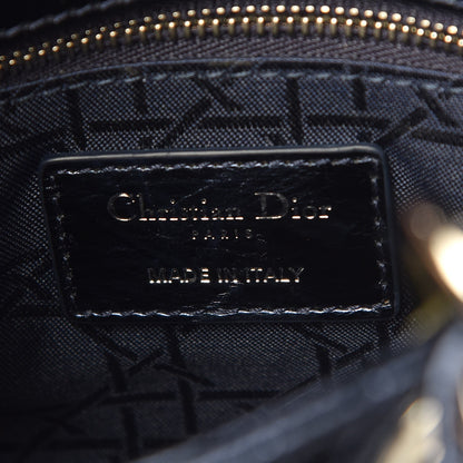 Christian Dior Metallic Calfskin Cannage Mini Lady Dior Marine 6 of 7