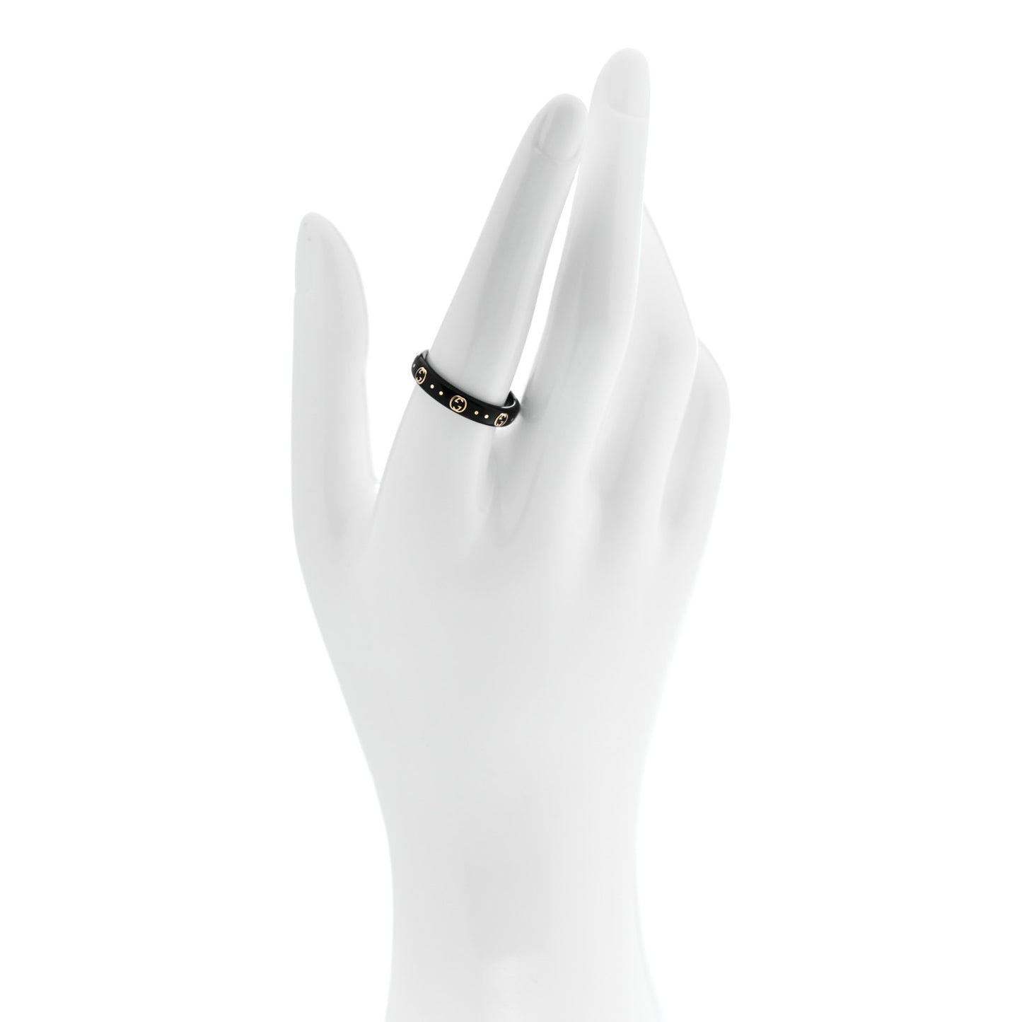 18K Yellow Gold Synthetic Corundum Icon Ring 58 8.25 64/10.75 Black