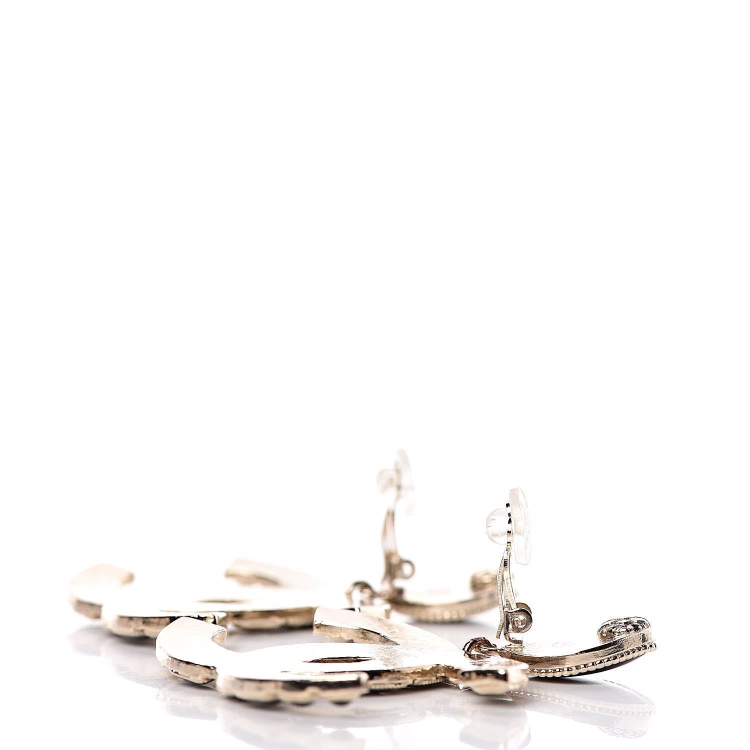Chanel Metal Gripoix Along The Nile Clip On Earrings Gold Green 3 of 5
