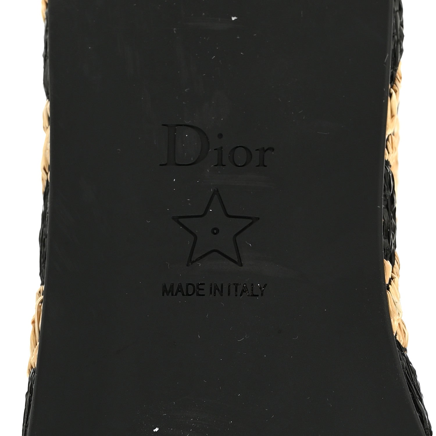 Christian Dior Raffia Calfskin L'Amazone Wedge Sandals 37 Black