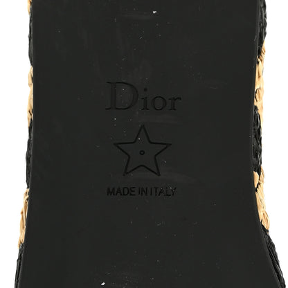 Christian Dior Raffia Calfskin L'Amazone Wedge Sandals 37 Black Natural 8 of 9