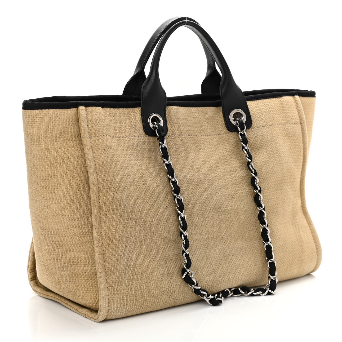 Canvas Medium Deauville Tote Beige Black