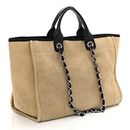 Chanel Canvas Medium Deauville Tote Beige Black 4 of 11