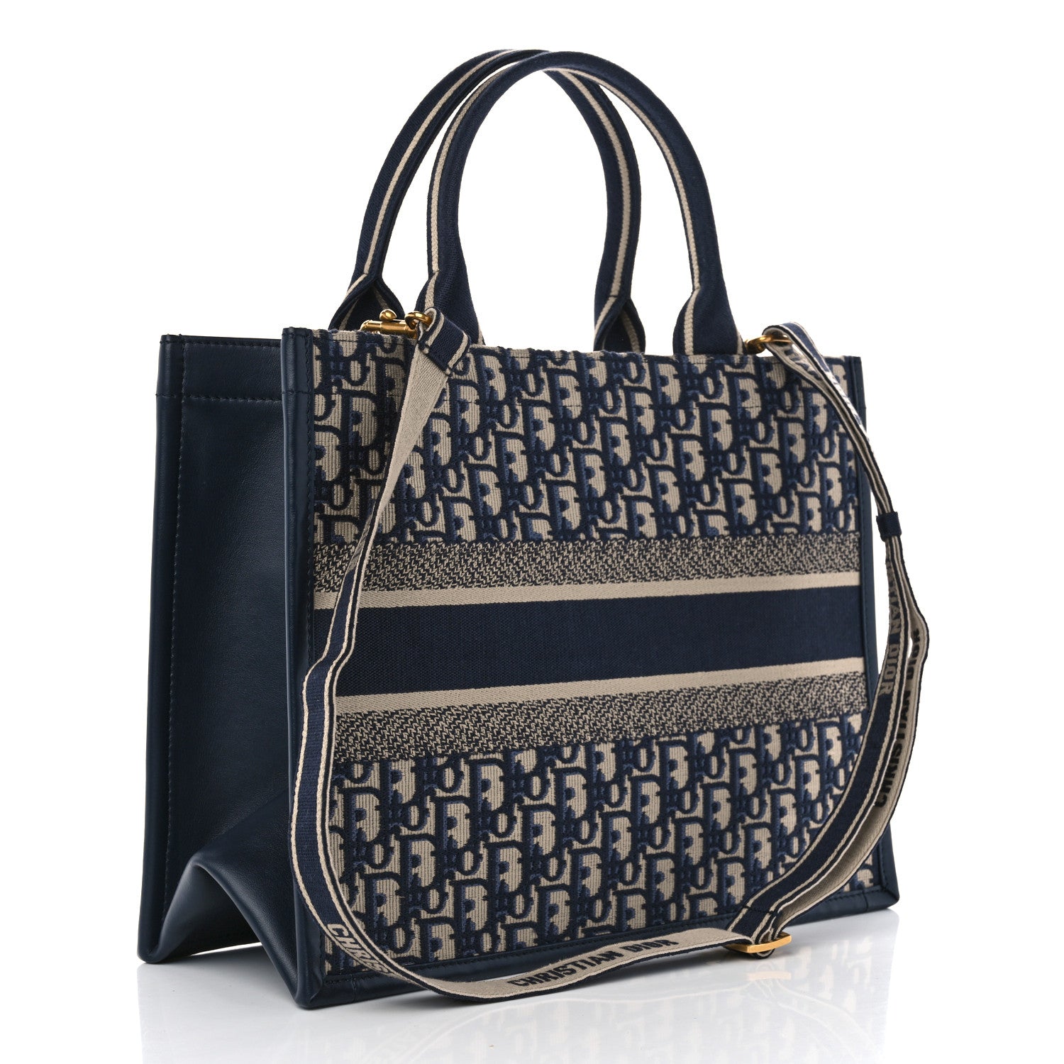 Christian Dior Oblique Calfskin Medium Book Tote With Strap Blue Multicolor 3 of 10