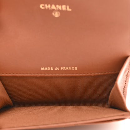 Chanel Lambskin Quilted Flap Card Holder Wallet Brown 5 of 9