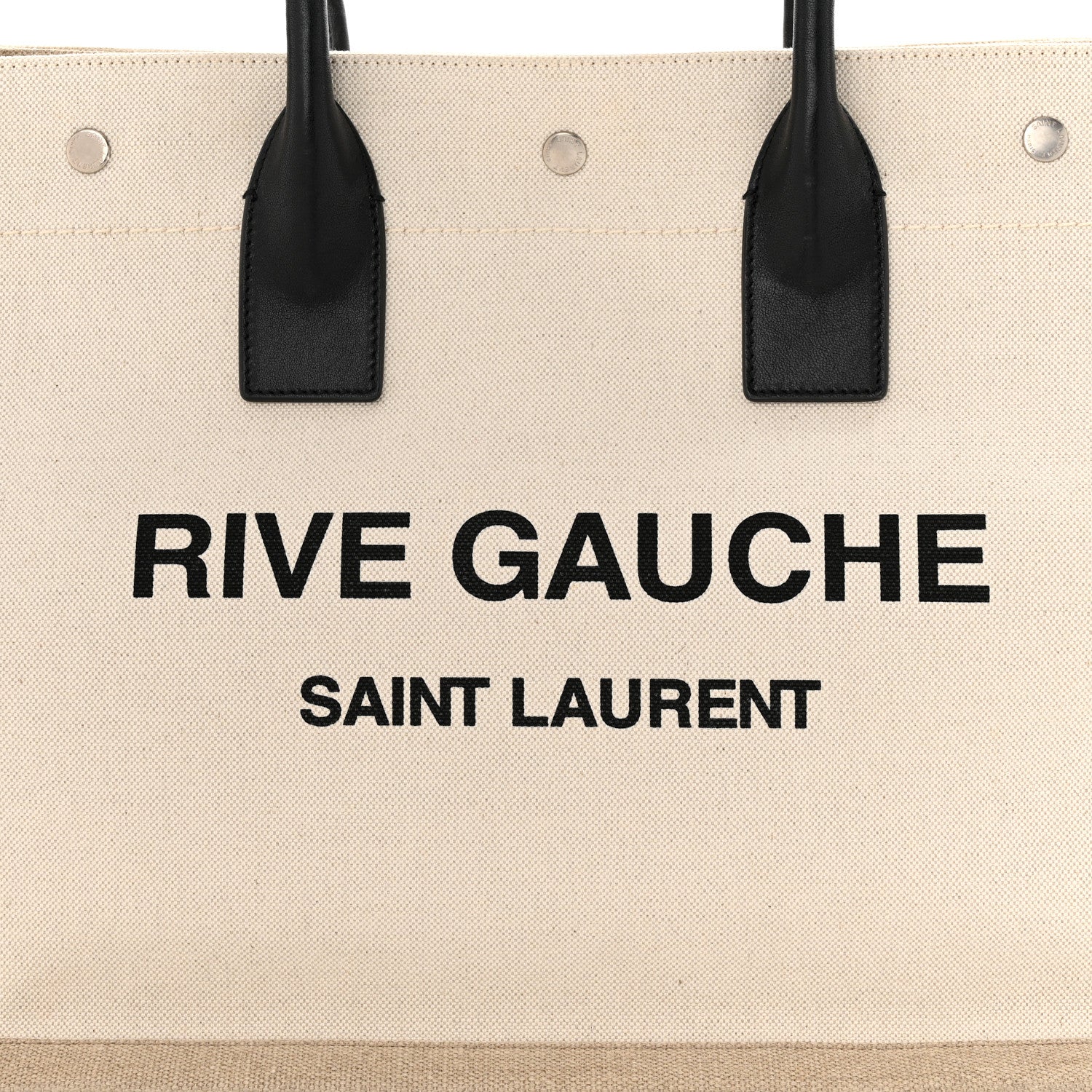 Saint Laurent Linen Calfskin Small Rive Gauche Tote Greggio Natural 8 of 14