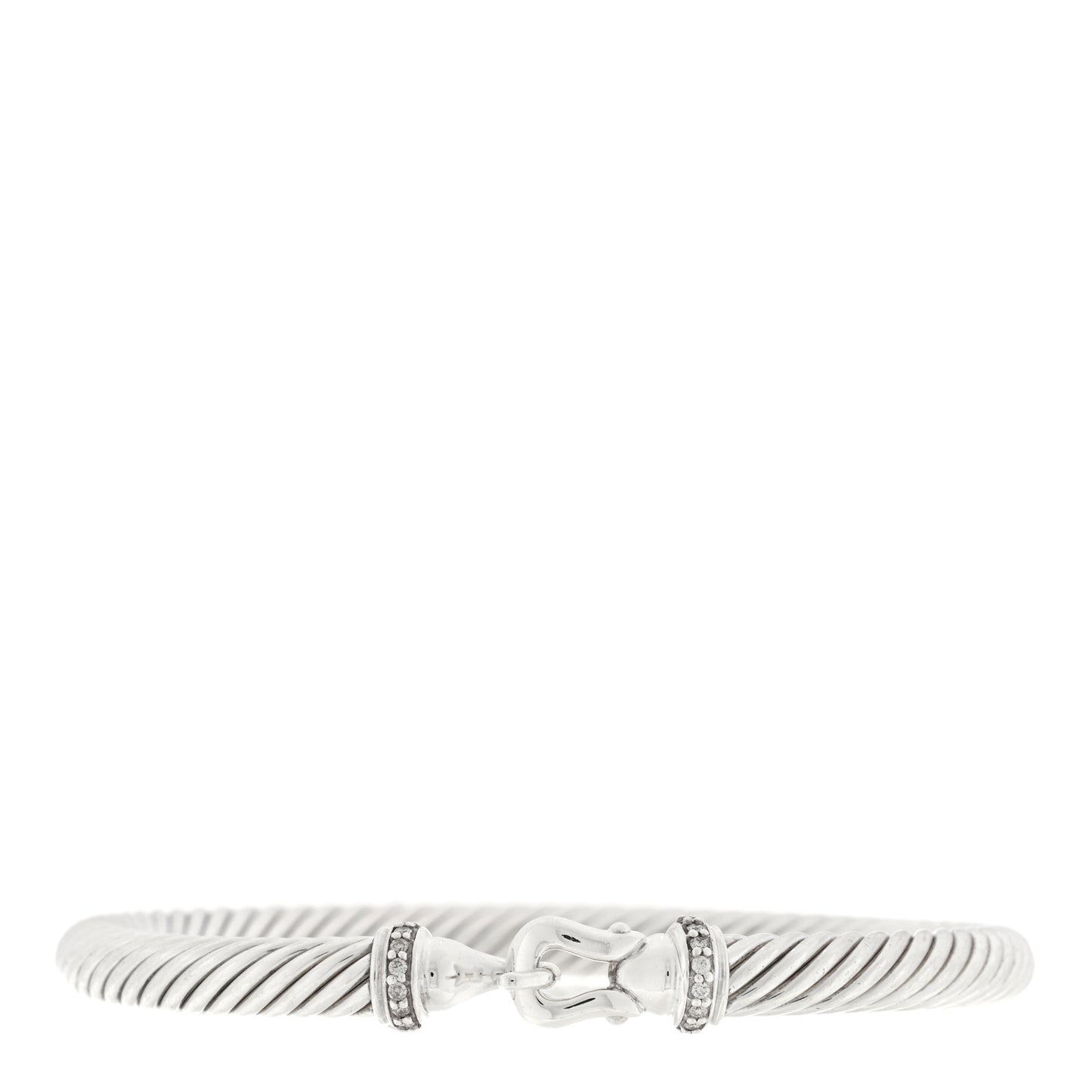 Sterling Silver Diamond 5mm Cable Buckle Bracelet