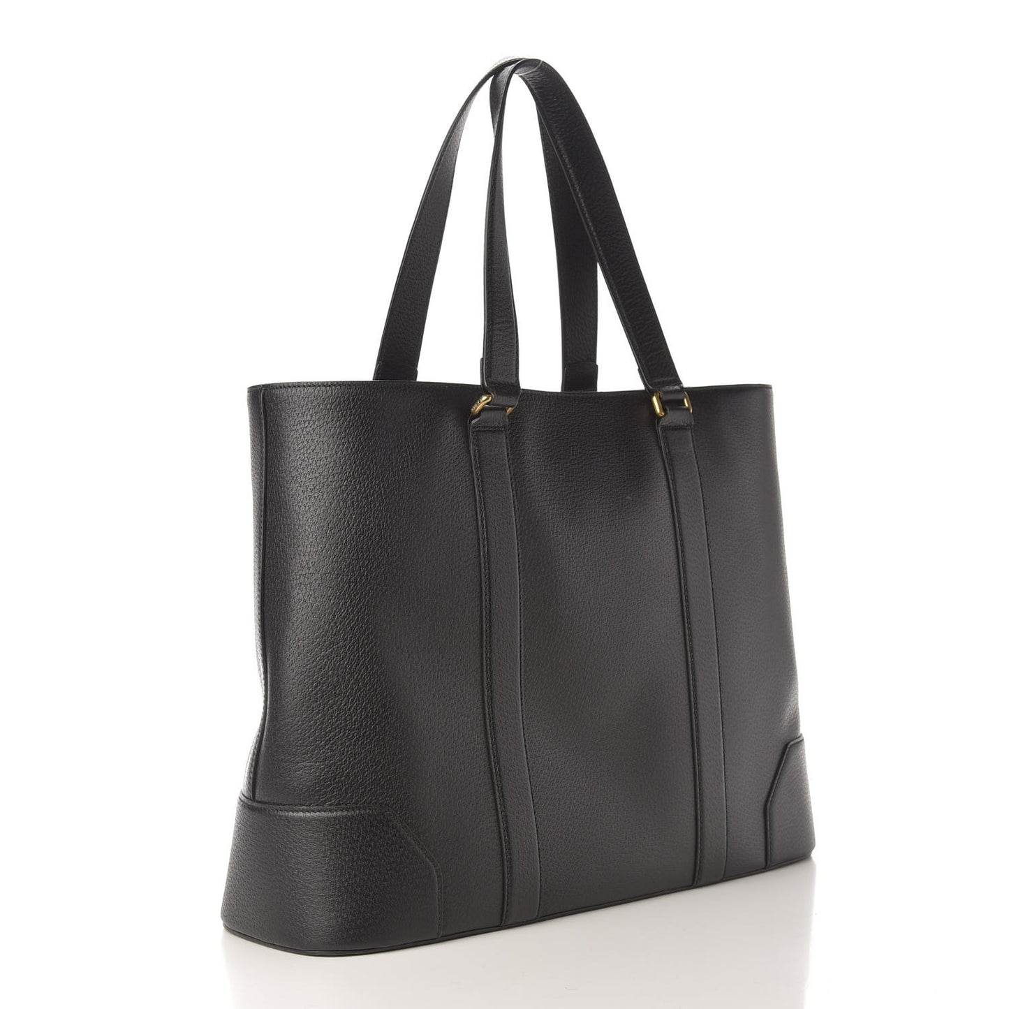 Textured Dollar Calfskin Web Tote Black
