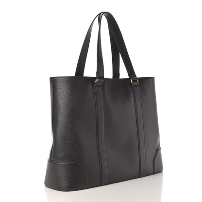 Gucci Textured Dollar Calfskin Web Tote Black 3 of 11