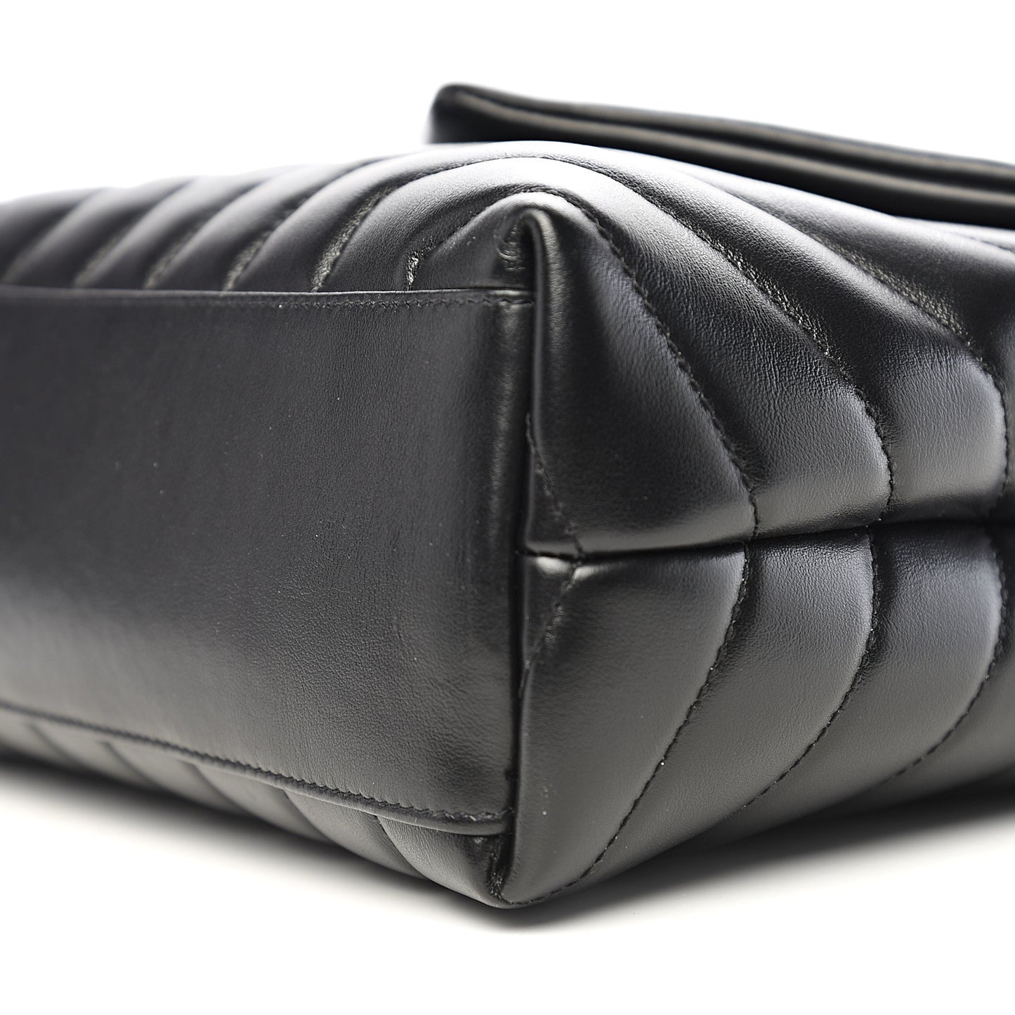Calfskin Y Quilted Monogram Small Loulou Chain Satchel Black