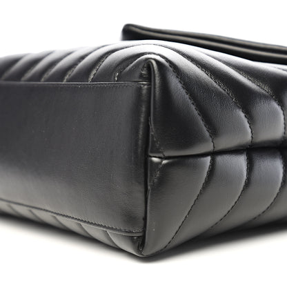 Saint Laurent Calfskin Y Quilted Monogram Small Loulou Chain Satchel Black 8 of 9