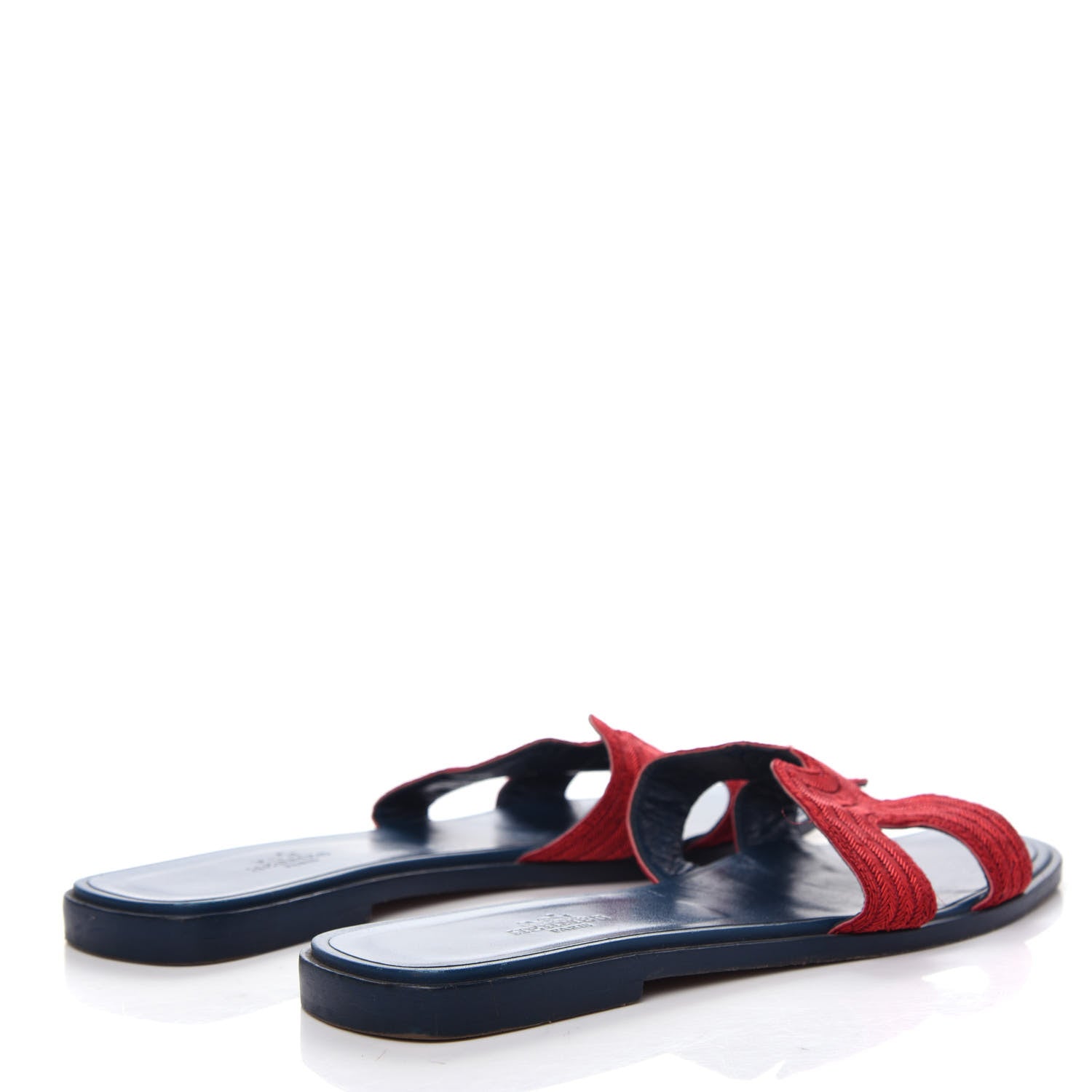 Hermes Dabka Embroidered Chevron Oran Sandals 39.5 Jasper Rouge 4 of 10