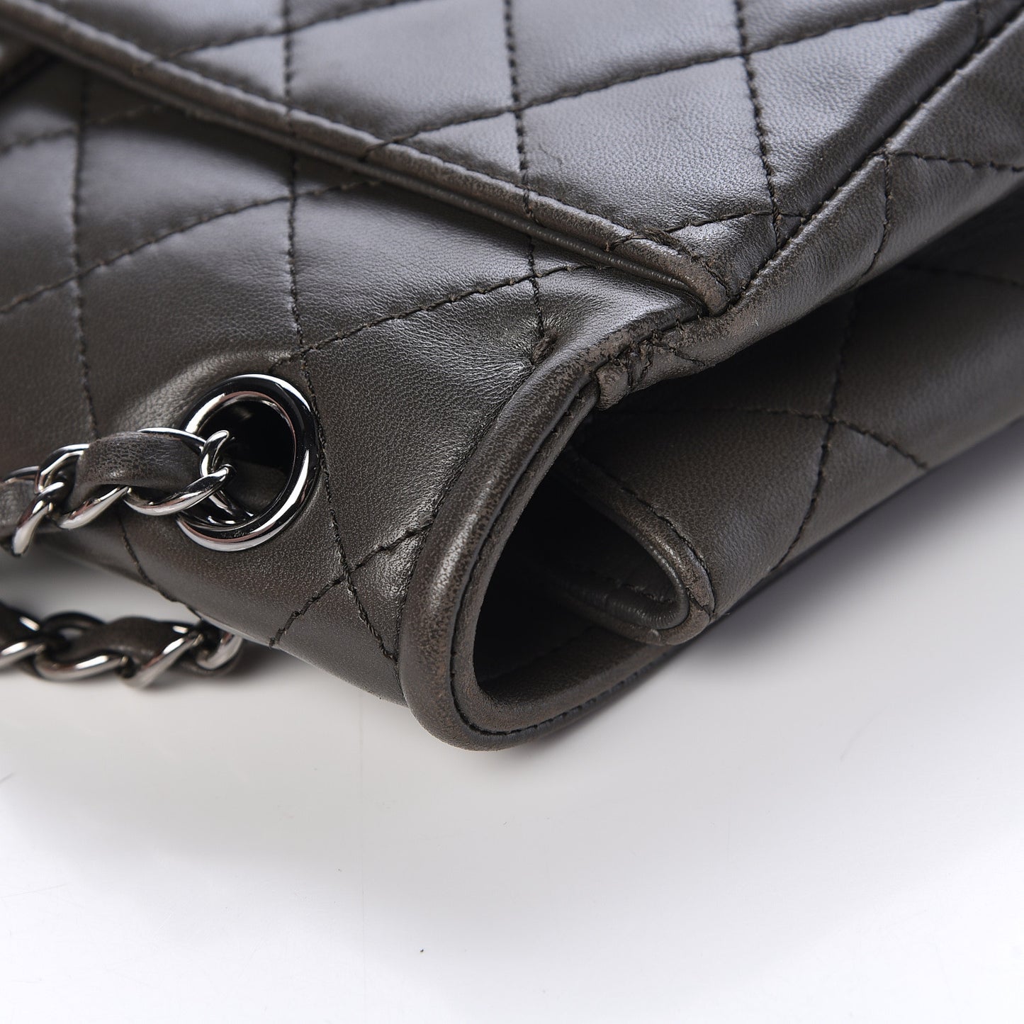 Lambskin Quilted Elementary Chic Flap Grey