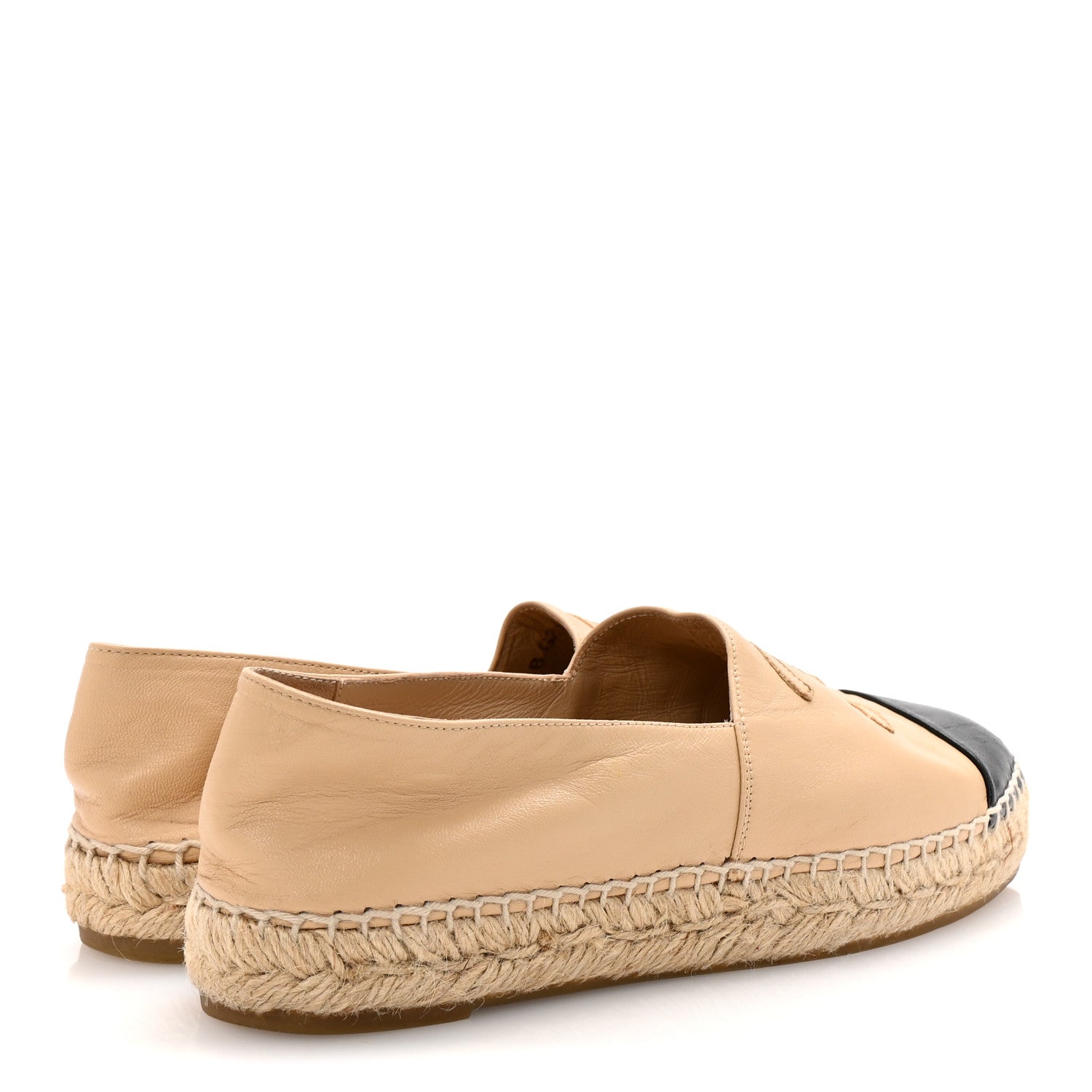 Chanel Lambskin CC Espadrilles 37 Beige Black 5 of 9