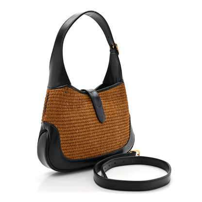 Gucci Straw Lux Boarded Dyana Lux Calfskin Small Jackie 1961 Hobo Natural Blue 3 of 10