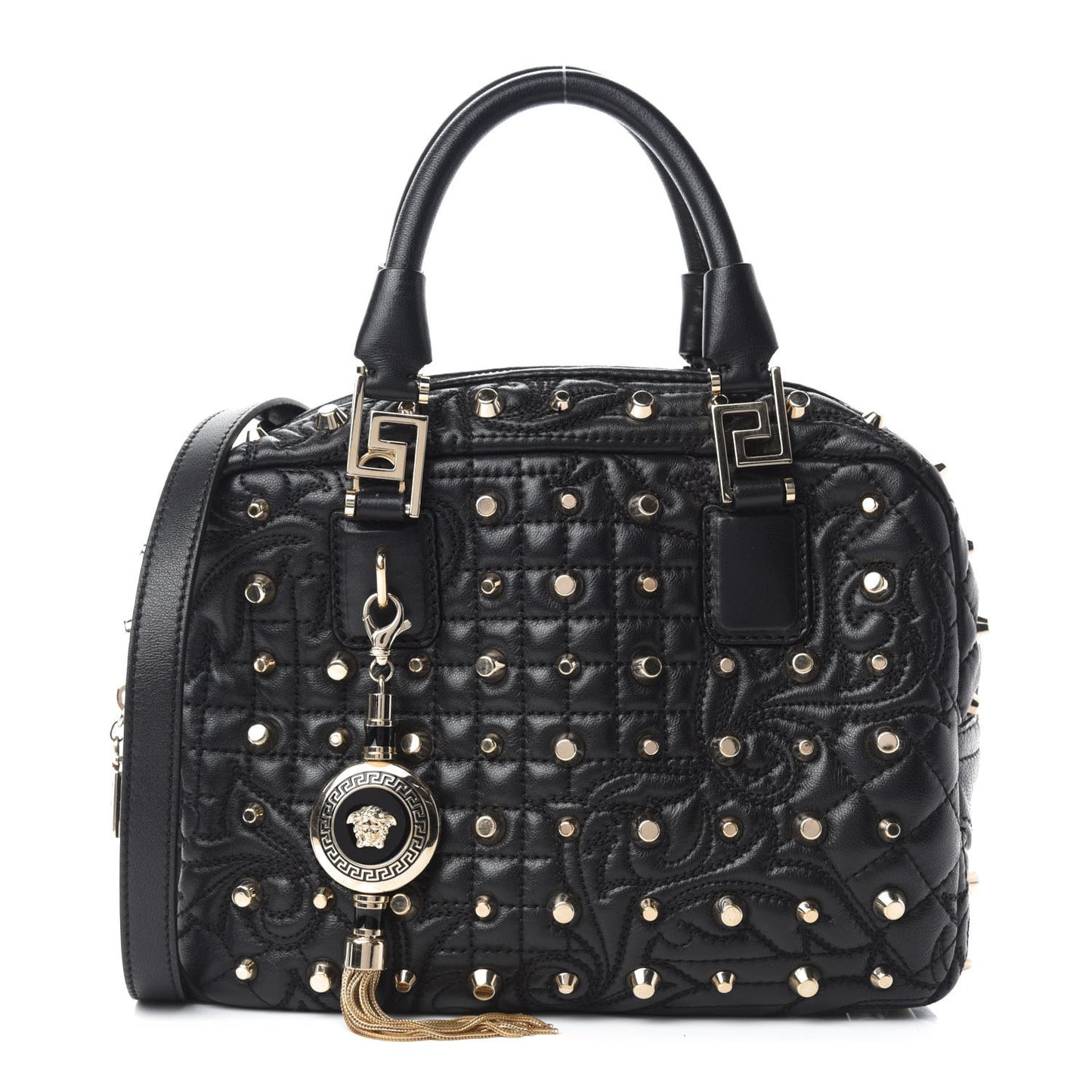 Nappa Barocco Quilted Studded Vanitas Demetra Black