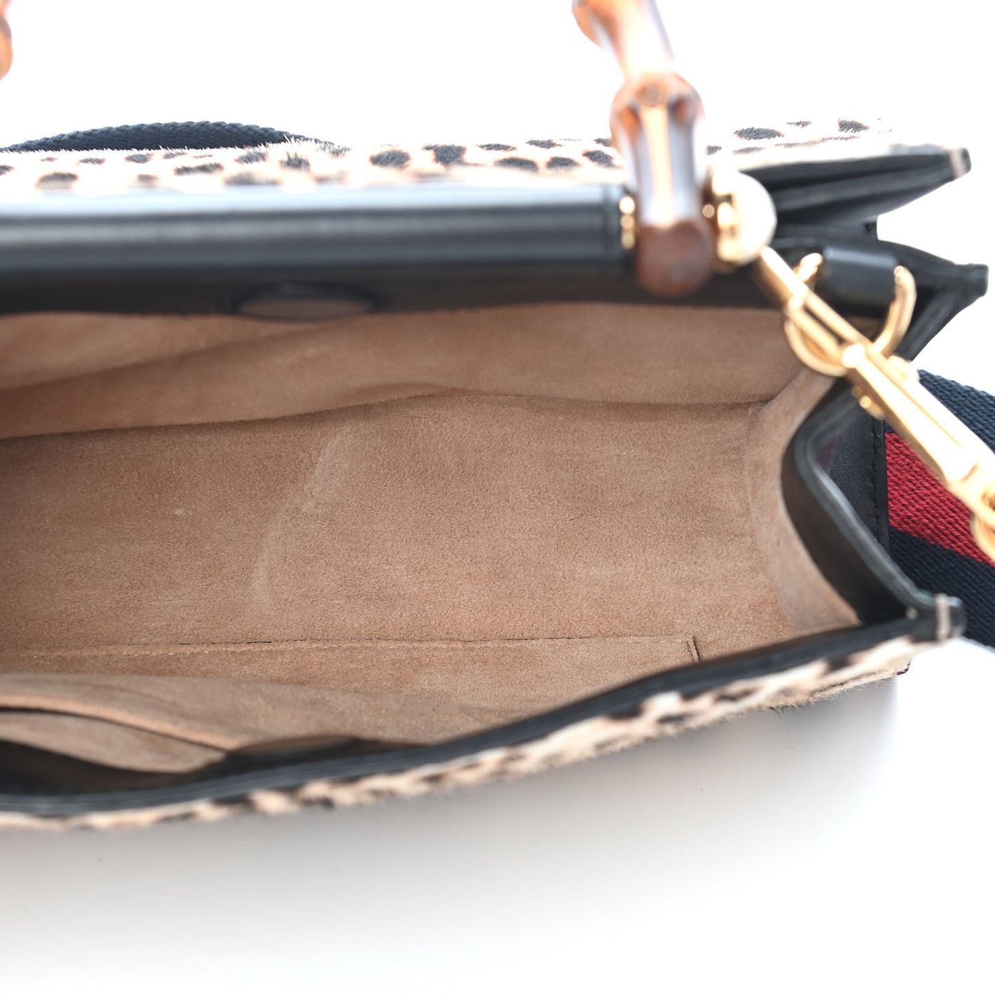 Calf Hair Bamboo Web Leopard Print Mini Nymphaea Top Handle Bag