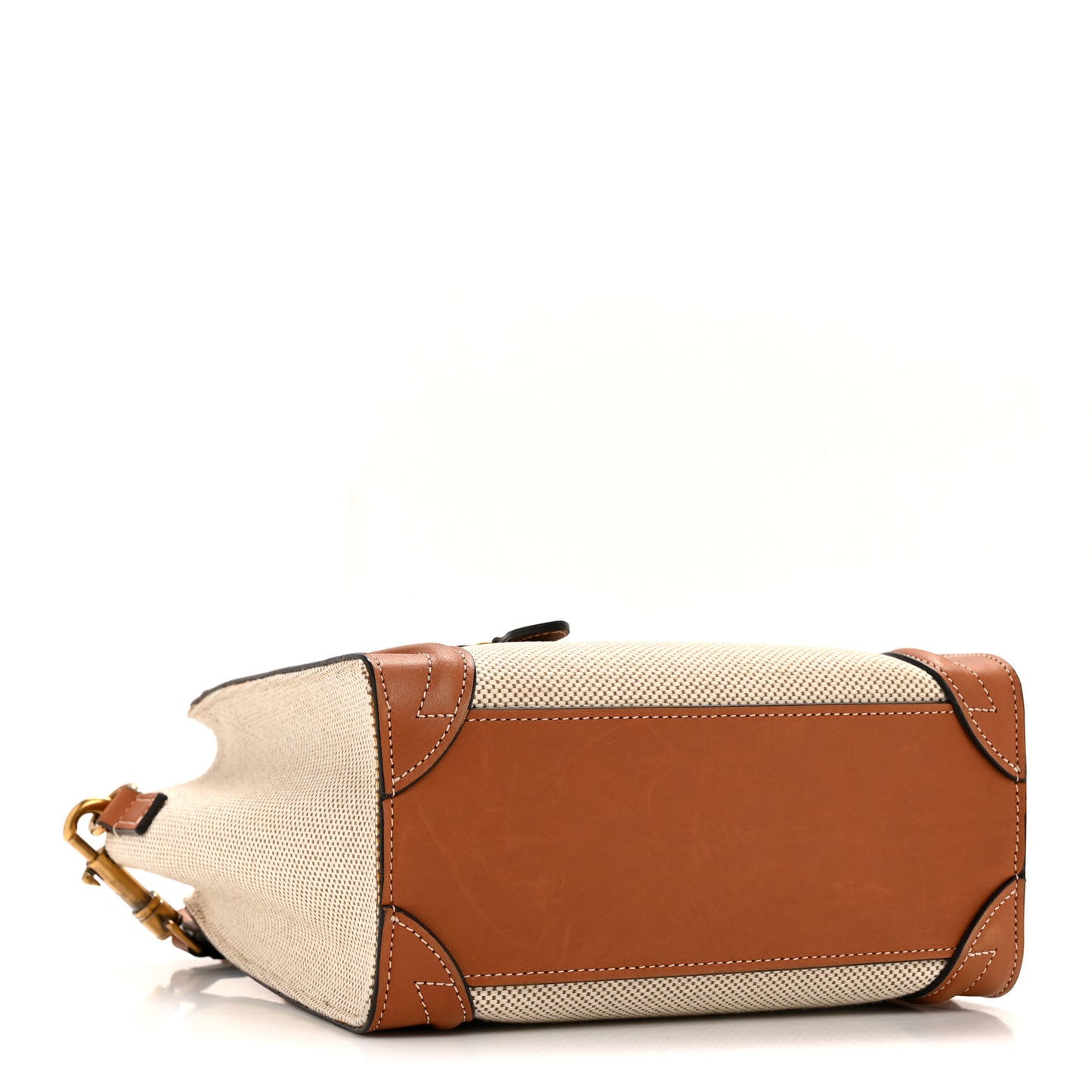 Textile Smooth Calfskin Nano Luggage Tan White