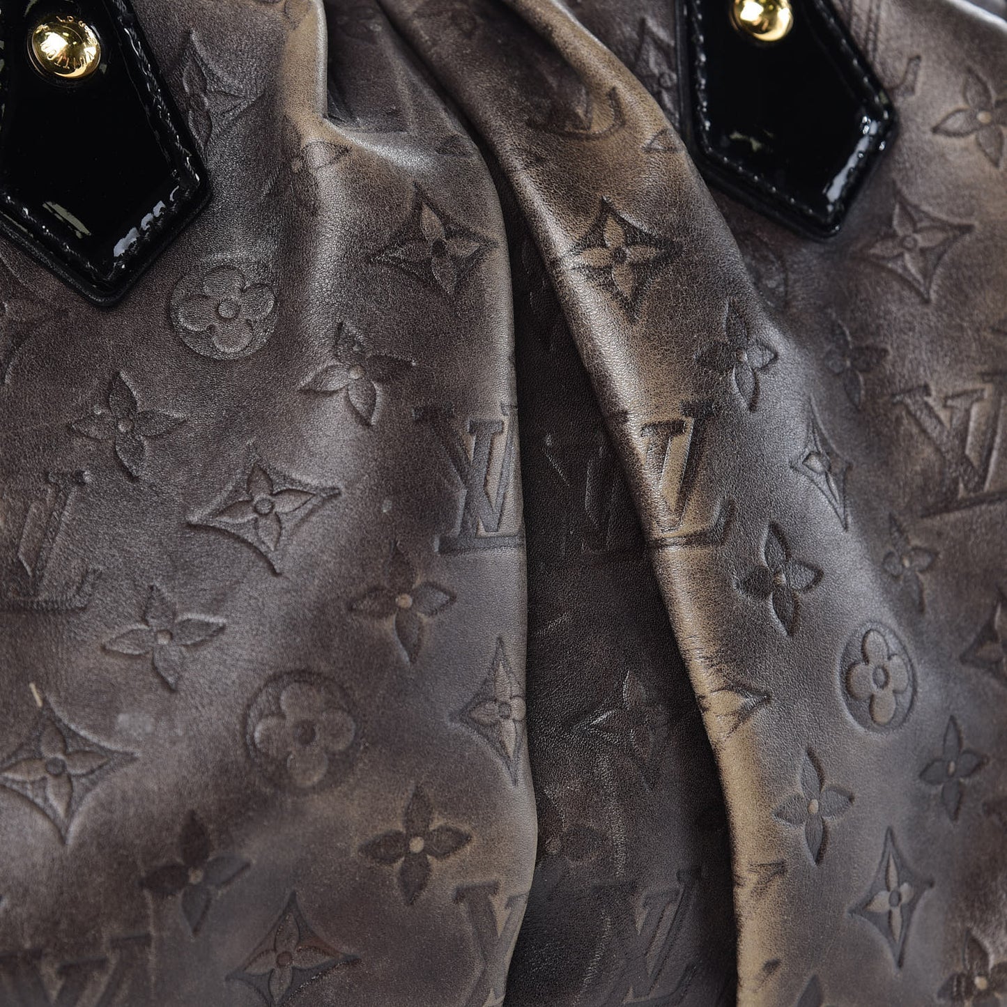 Cuir Patent Embossed Monogram Stephen Bag Grey