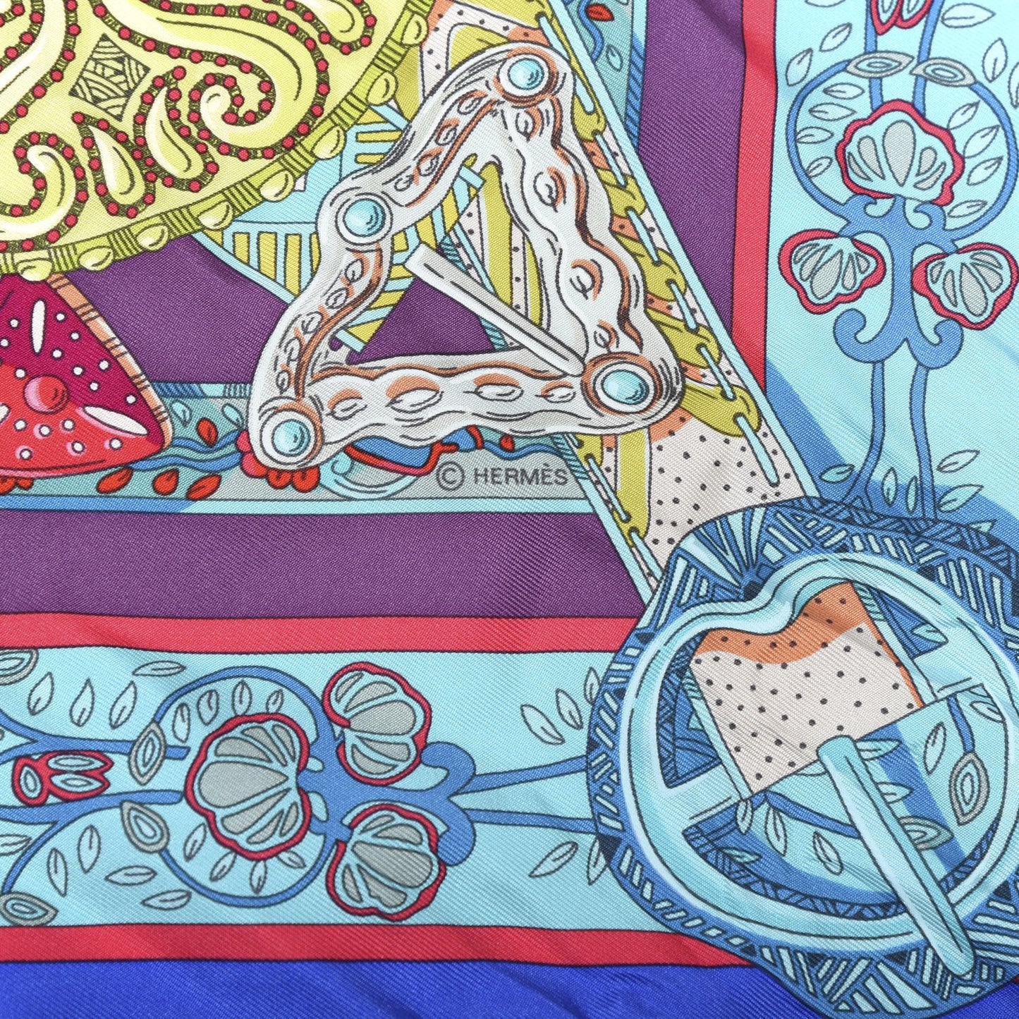 Silk Le Songe De La Licorne Scarf 90 Bleu Klein Parme Turquoise
