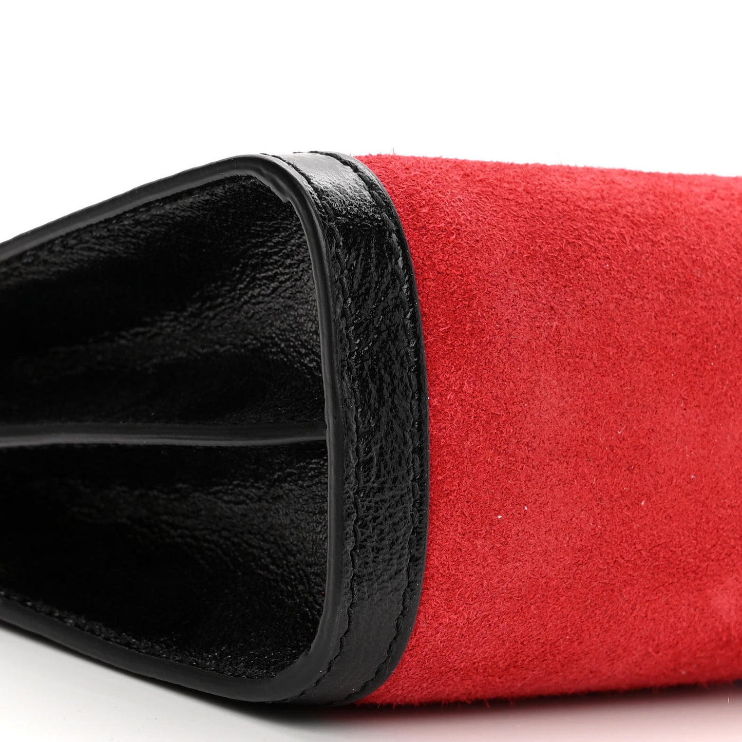 Suede Patent Web Small Ophidia Chain Shoulder Bag Hibiscus Red Black