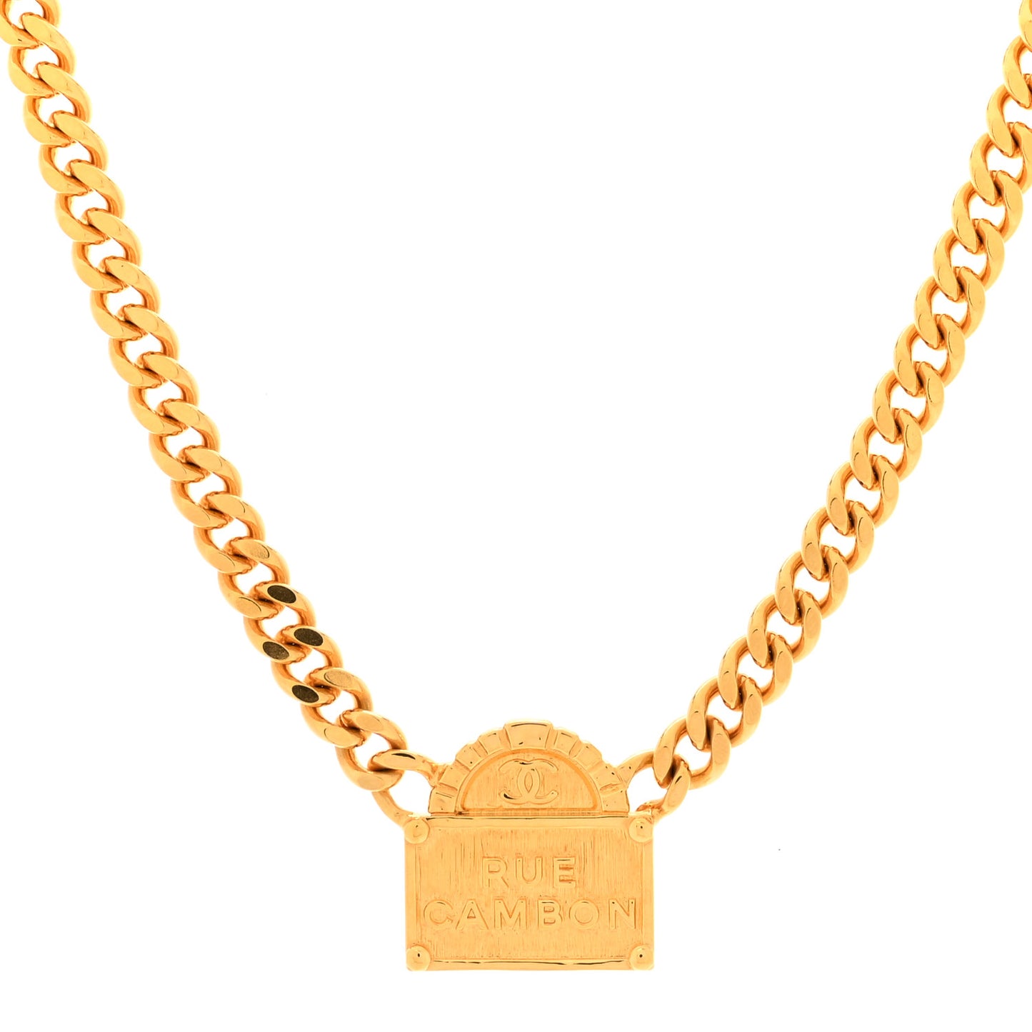 Metal Chain Link CC Rue Cambon Choker Necklace Gold