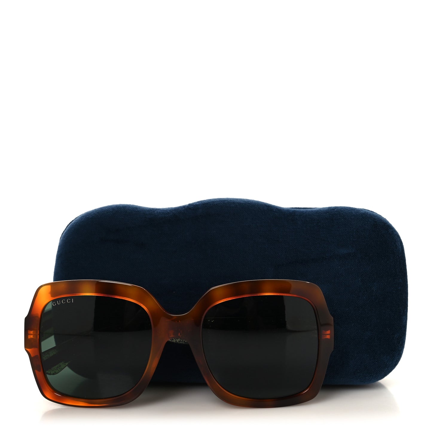 Acetate Square Frame Web Glitter Sunglasses GG0036SN Havana