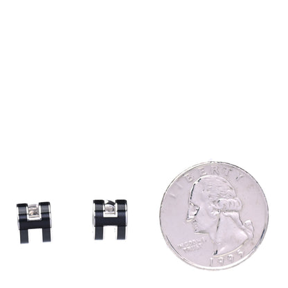 Hermes Palladium Lacquered Mini Pop H Earrings Black 2 of 4