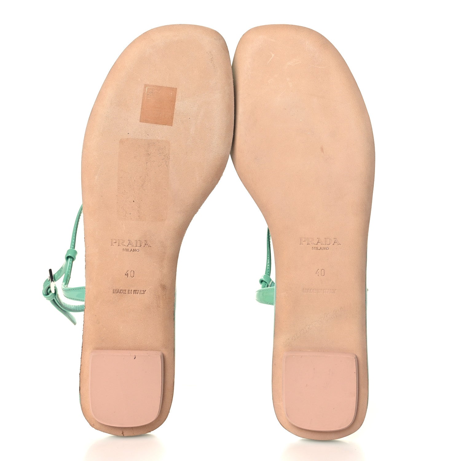 Prada Vernice T-Strap Flat Sandals 40 Giada 6 of 9