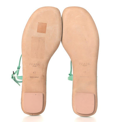 Prada Vernice T-Strap Flat Sandals 40 Giada 6 of 9