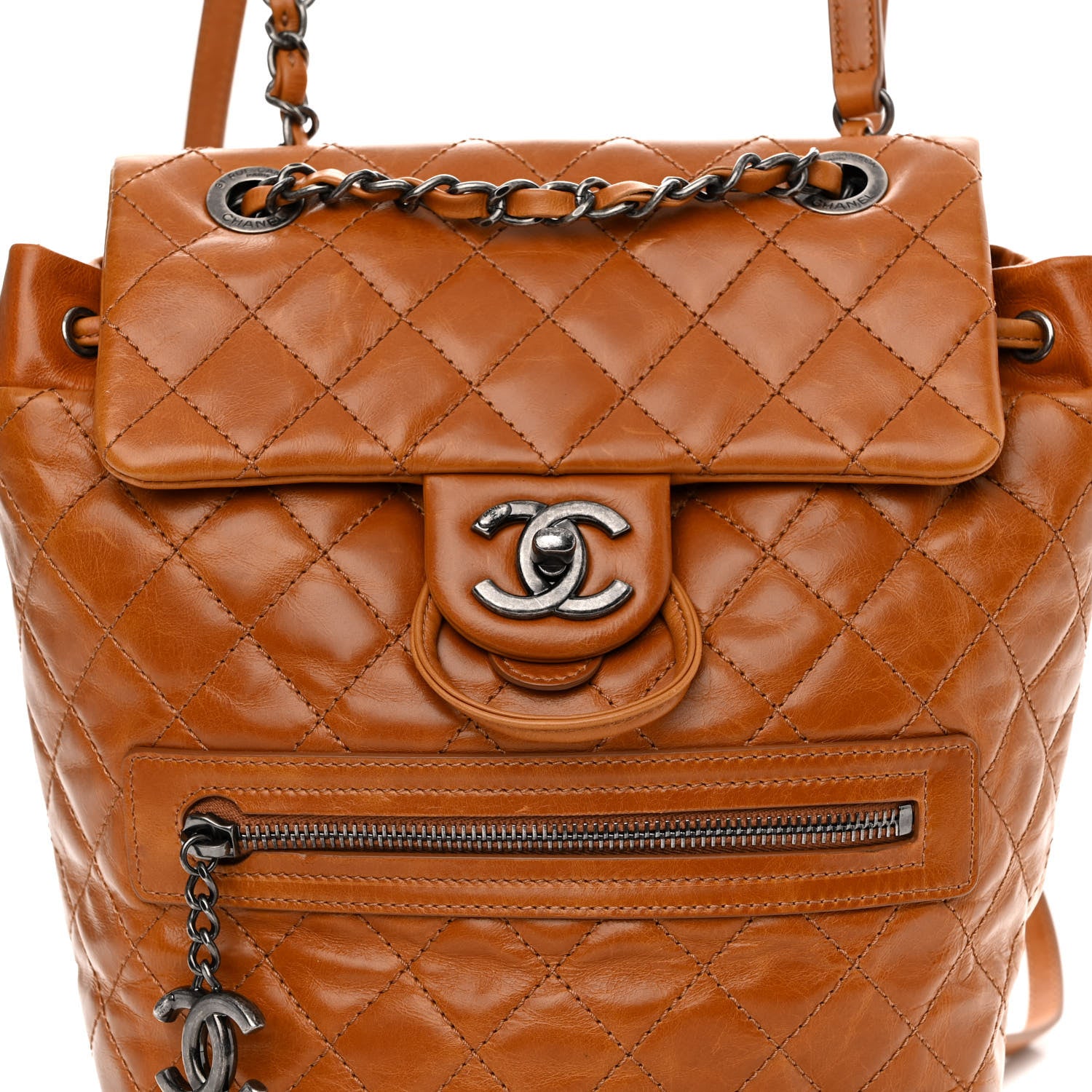 Chanel Glazed Calfskin Quilted Small Salzburg Mountain Backpack Brown 8 of 13