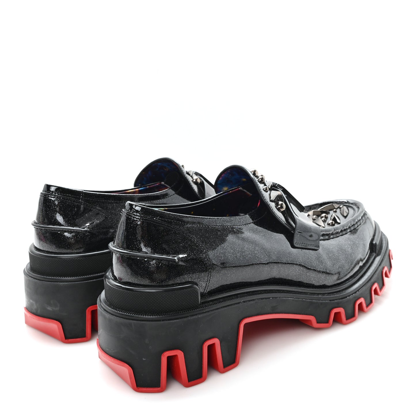 X Marvel Patent Calfskin The Amazing Loubi Loafers 46 Black Cosmos