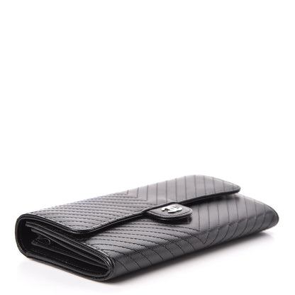 Chanel Caviar Chevron Quilted Large Flap Wallet Black 4 of 10